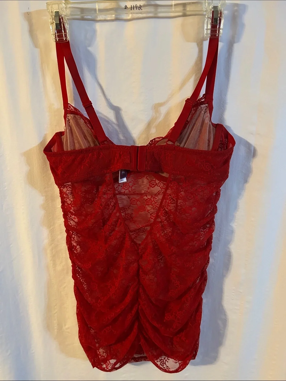 Adore Me Red Lace Sheer Lace Chemise with Underwire Cups